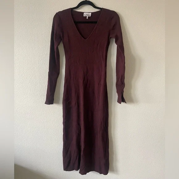 burgundy ribbed maxi dress Maternity Ribbed Bodycon Maxi Dress- Burgundy main image 1